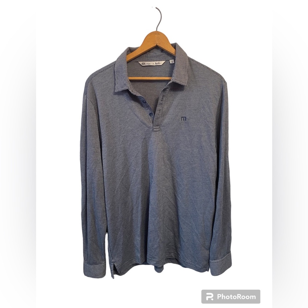 Travis Mathew Mens Long Sleeve Golf Polo Gray/Black Size Large